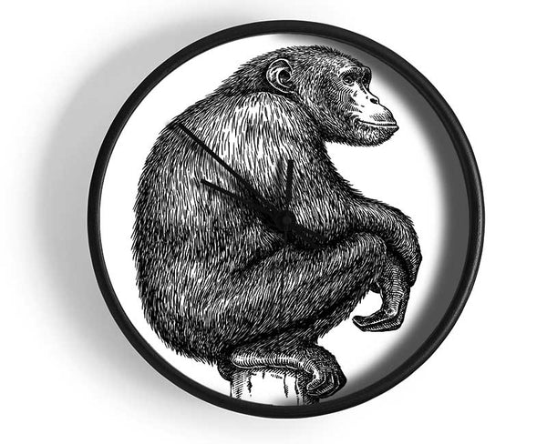 Chimpanzee Sitting Clock - Wallart-Direct UK