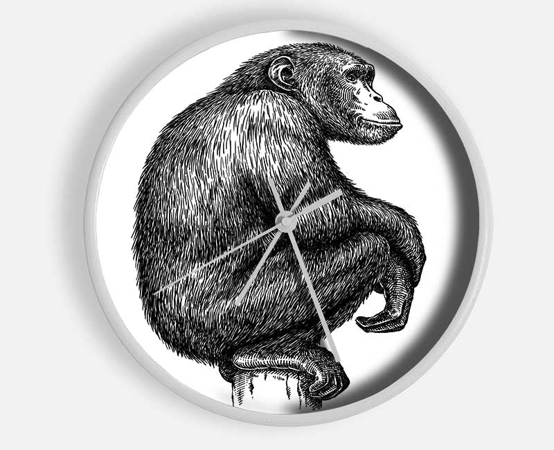 Chimpanzee Sitting Clock - Wallart-Direct UK