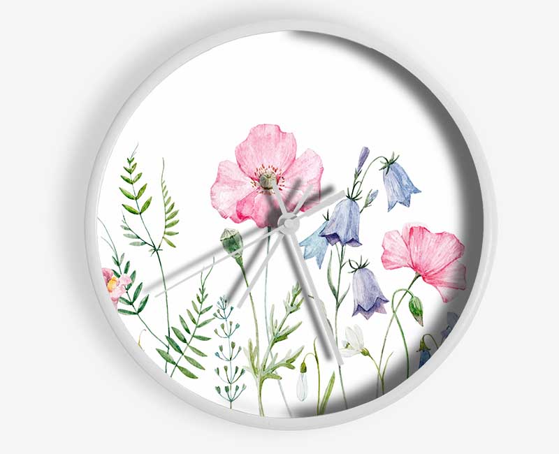 British Flowers Clock - Wallart-Direct UK