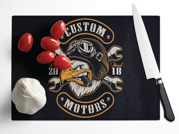 Custom Eagle Motors Glass Chopping Board