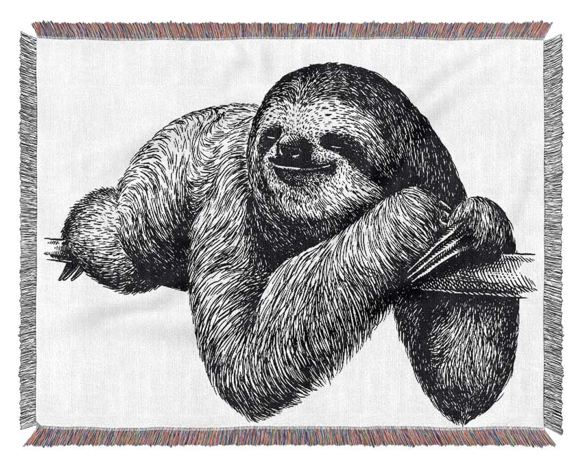 Sloth Chilling On The Branch Woven Blanket