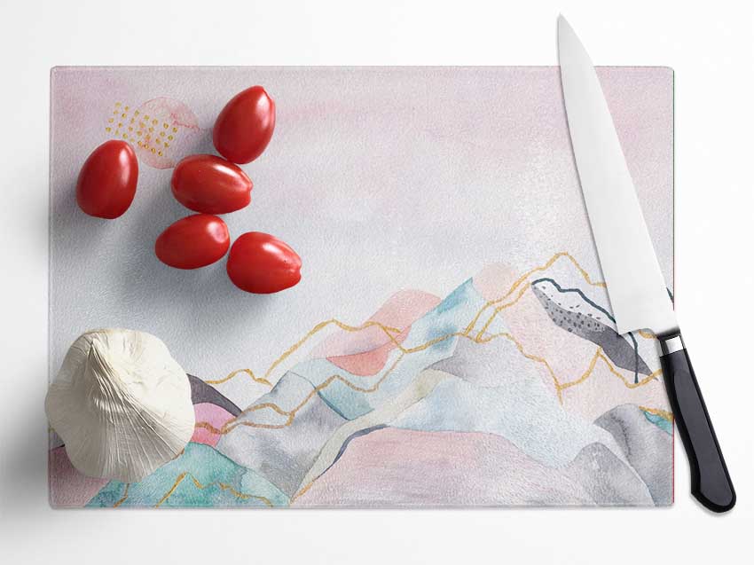 The Pastel Mountain View Glass Chopping Board