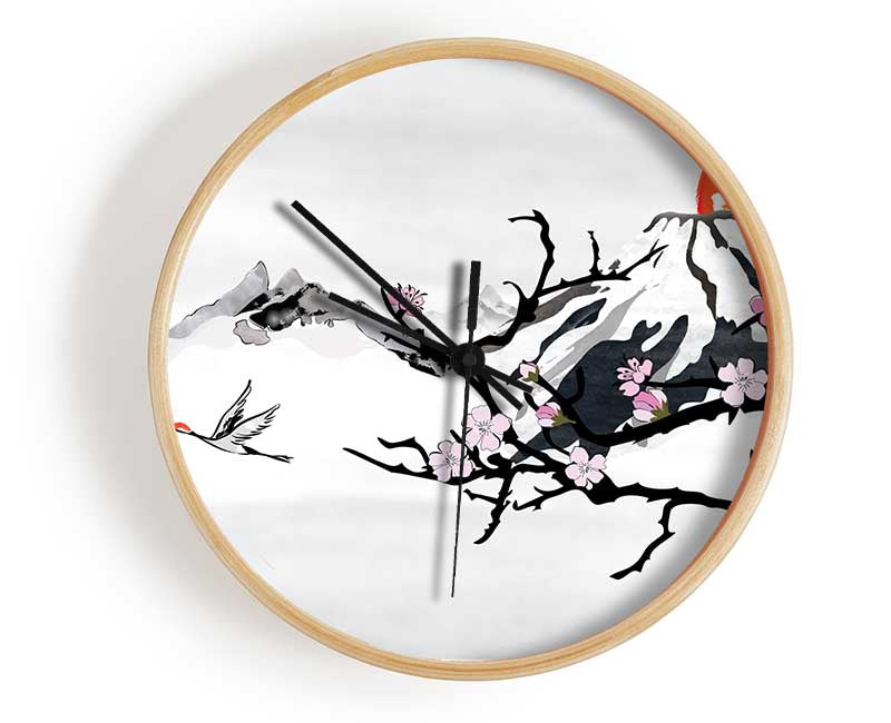 Branches In The Japanese Sunrise Clock - Wallart-Direct UK