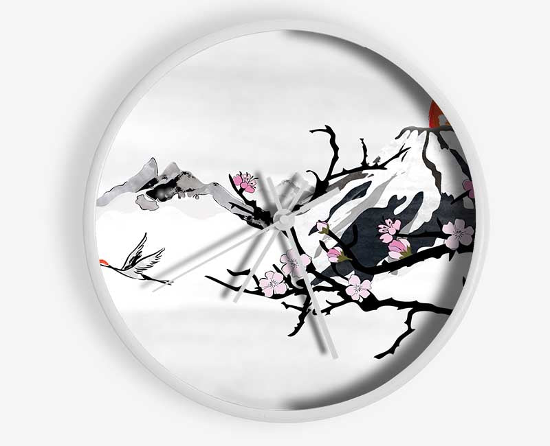 Branches In The Japanese Sunrise Clock - Wallart-Direct UK