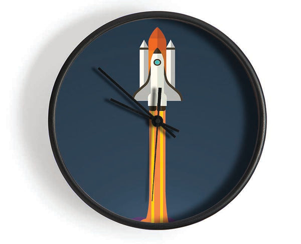 Rocket Ship Into Space Clock - Wallart-Direct UK