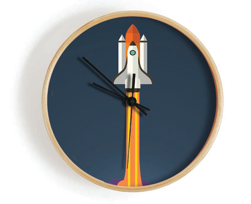 Rocket Ship Into Space Clock - Wallart-Direct UK