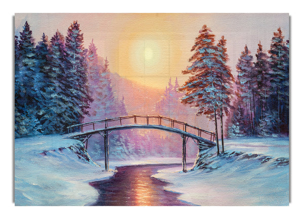 Bridge Across The Winter Scene