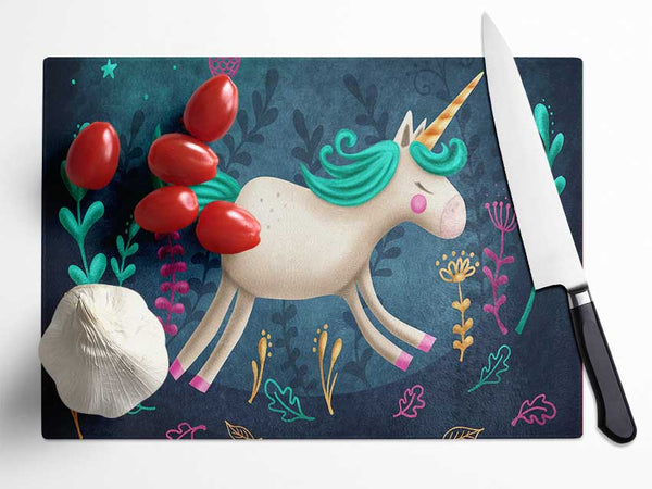 The Jumping Unicorn Glass Chopping Board