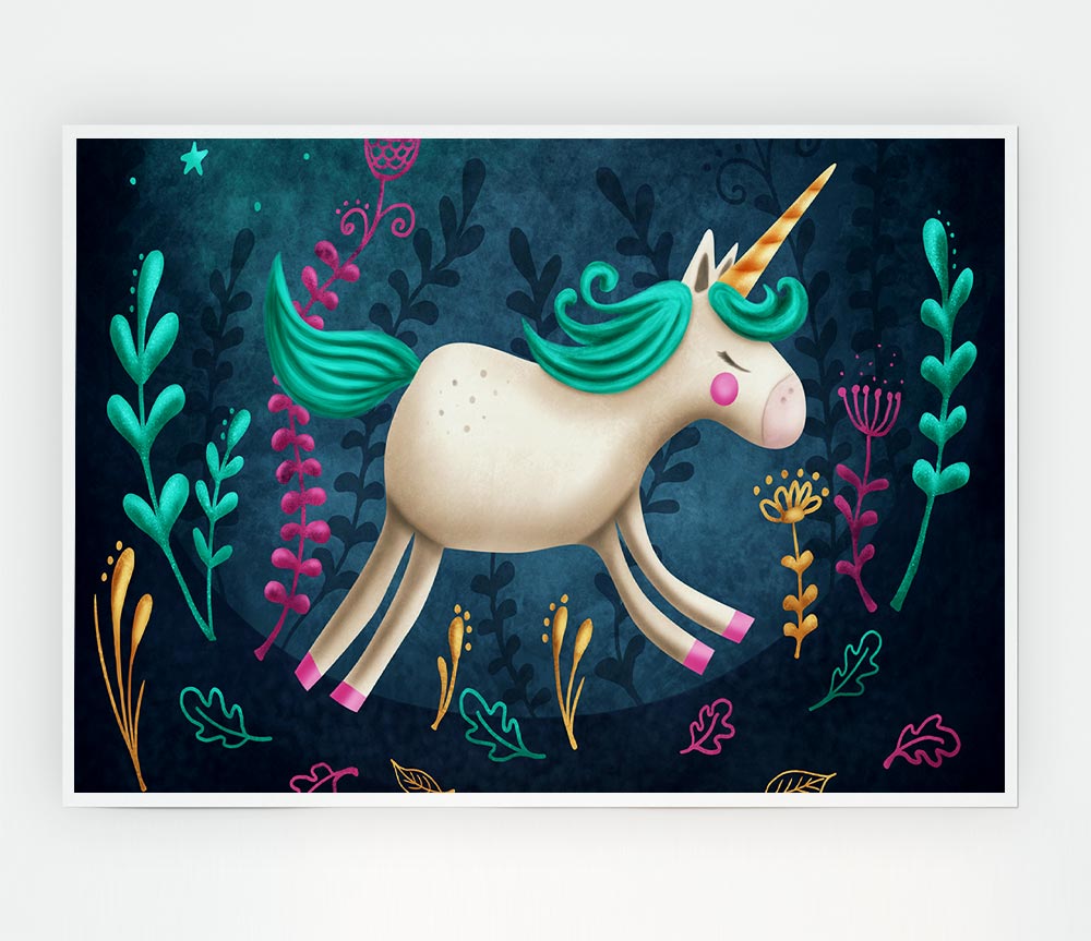 The Jumping Unicorn Print Poster Wall Art