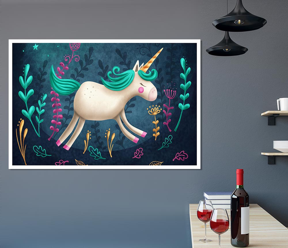 The Jumping Unicorn Print Poster Wall Art