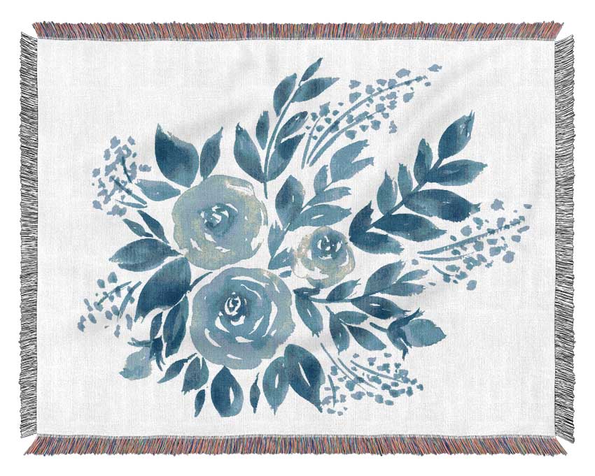 Blue Flower Time Woven Blanket