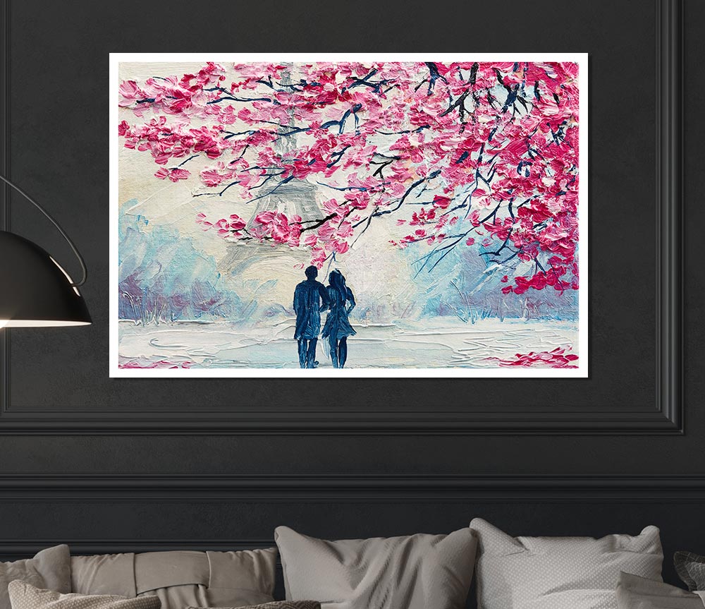 Walk Through Paris Blossom Print Poster Wall Art