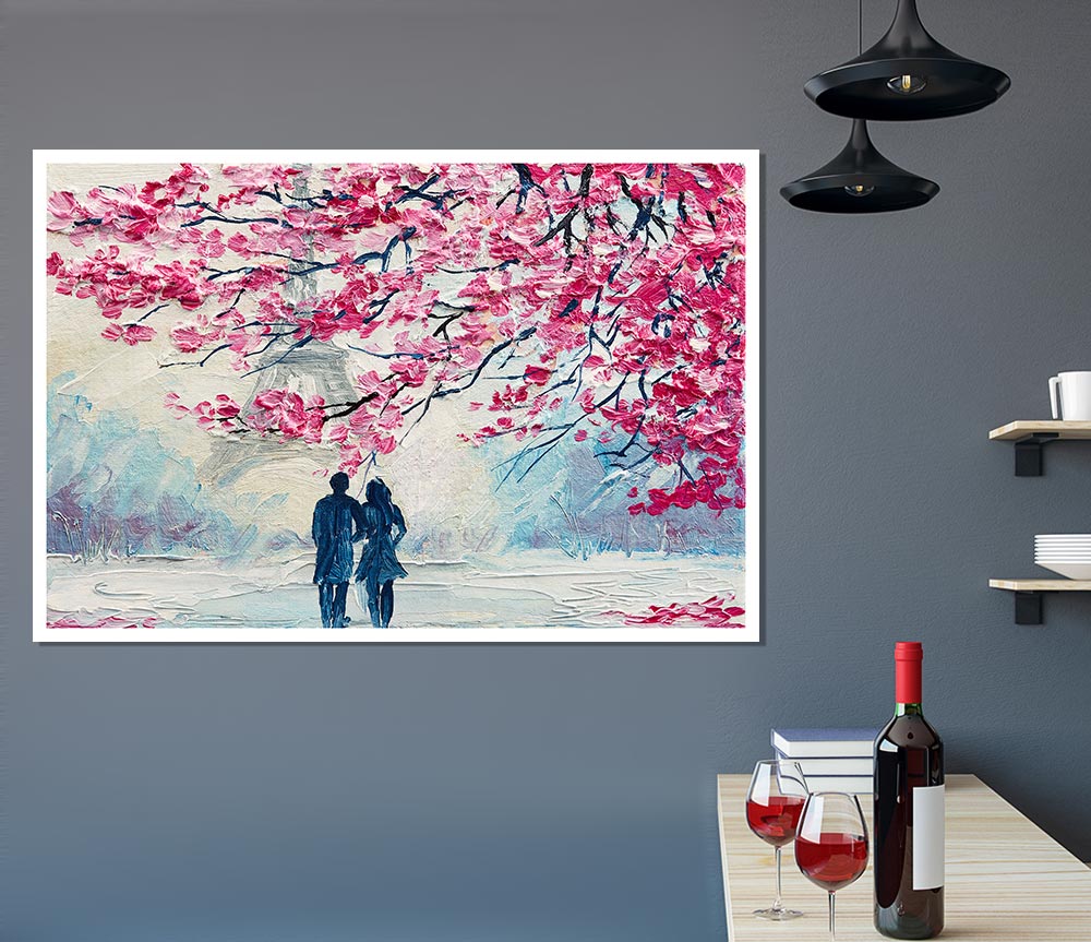 Walk Through Paris Blossom Print Poster Wall Art