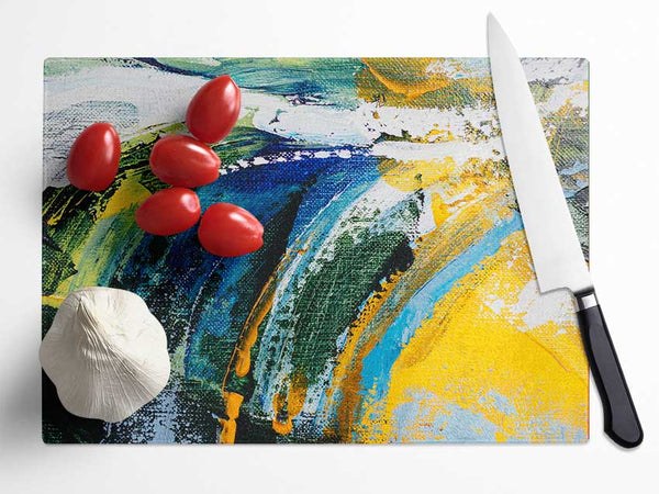 Abstract Strokes Of Nature Glass Chopping Board