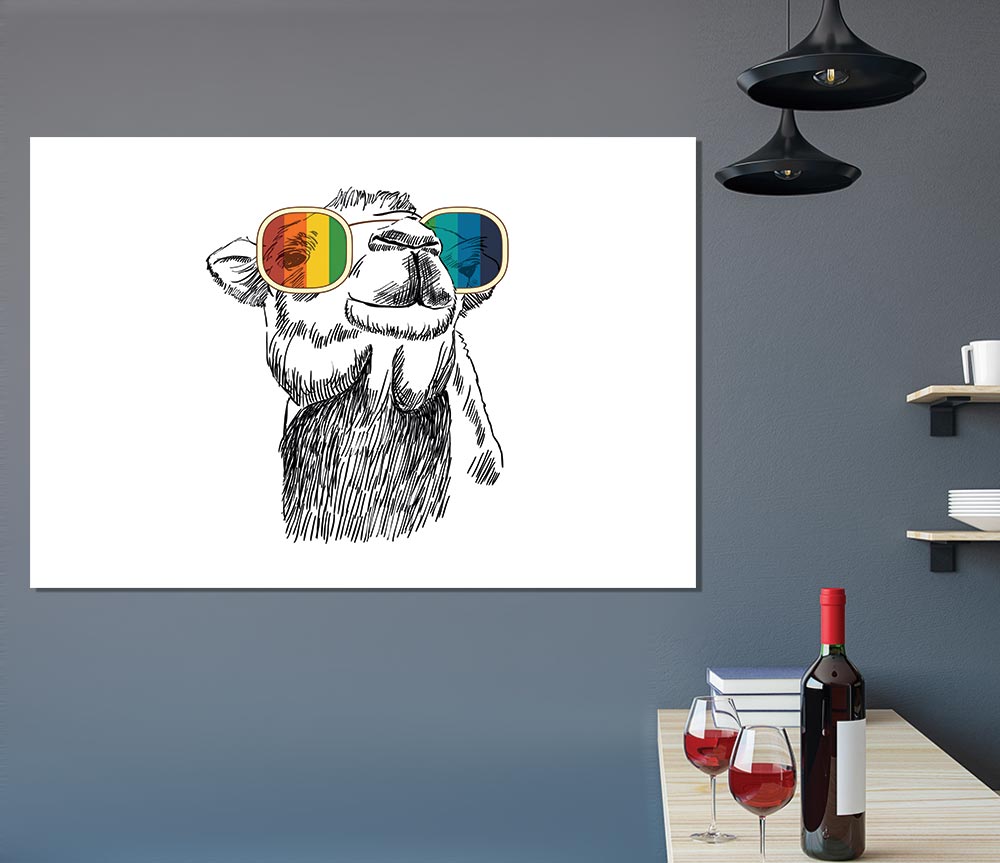 Colourful Glasses Camel Print Poster Wall Art