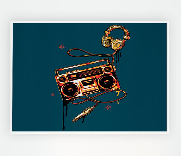 The Boombox And Headphones Print Poster Wall Art