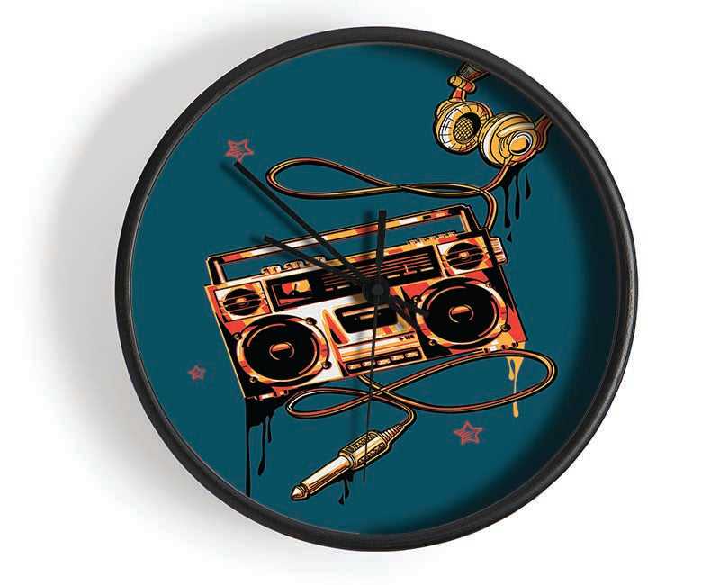 The Boombox And Headphones Clock - Wallart-Direct UK