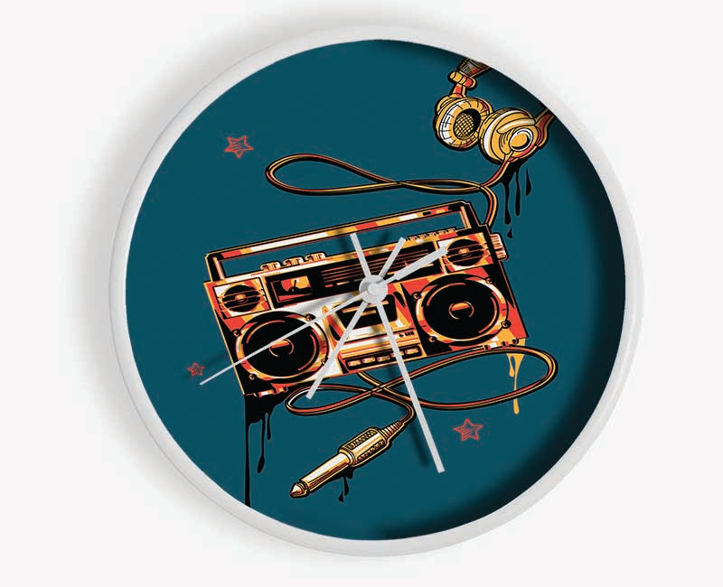 The Boombox And Headphones Clock - Wallart-Direct UK