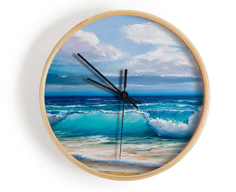 Swirling Waves Hit The Beach Clock - Wallart-Direct UK