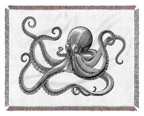 Octopus Illustration Woven Blanket