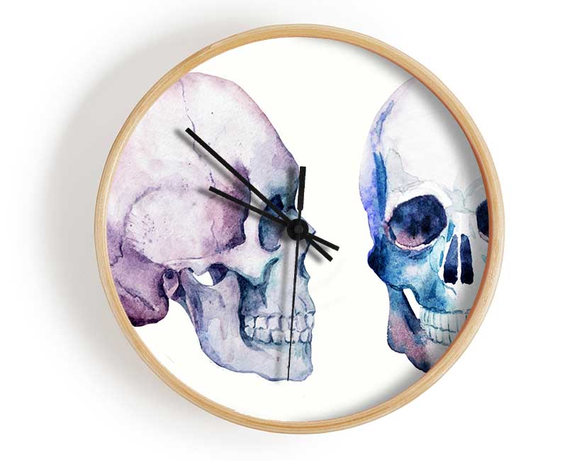 Two Skulls Meet Clock - Wallart-Direct UK