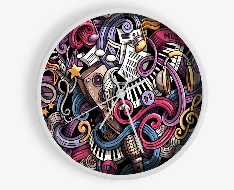 Abstract Patterns Of Music Clock - Wallart-Direct UK