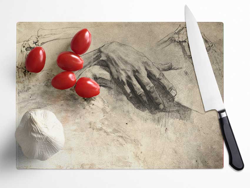 Hands Of Time And Space Glass Chopping Board