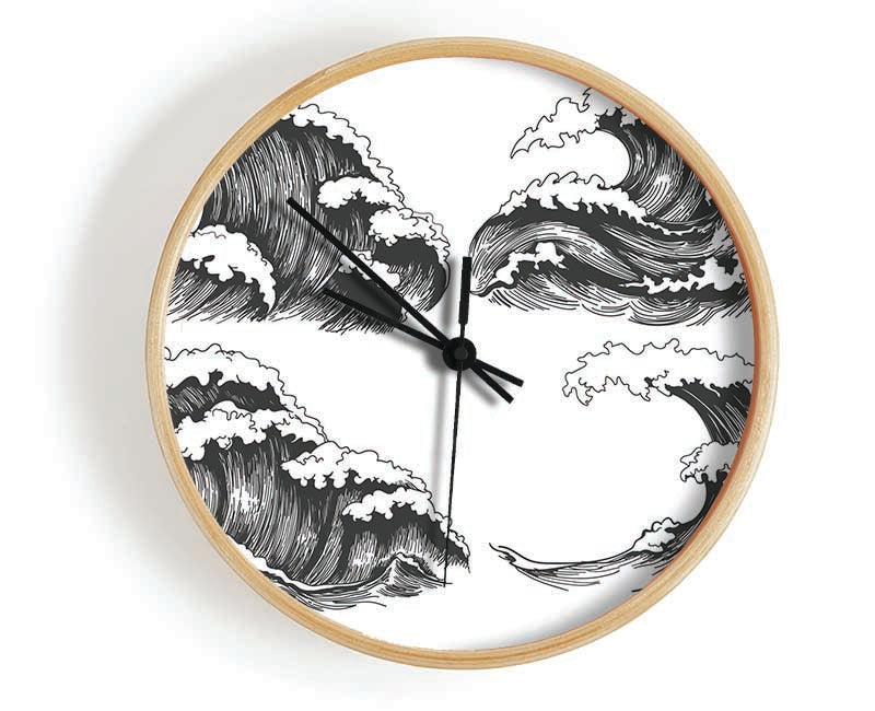 Four Wave Structures Clock - Wallart-Direct UK