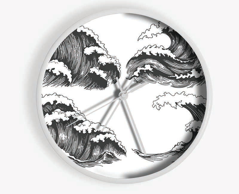 Four Wave Structures Clock - Wallart-Direct UK