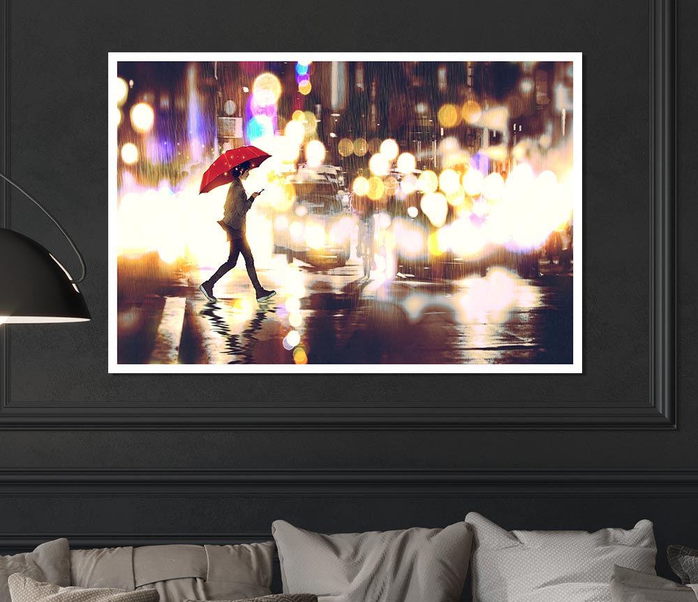 Walking Through The Light Streets Print Poster Wall Art