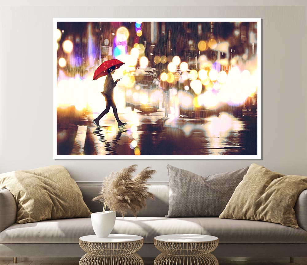 Walking Through The Light Streets Print Poster Wall Art