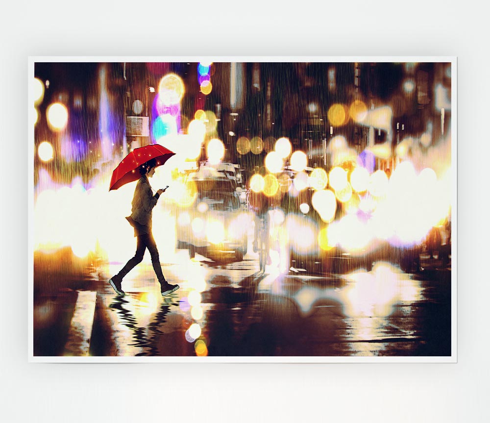 Walking Through The Light Streets Print Poster Wall Art