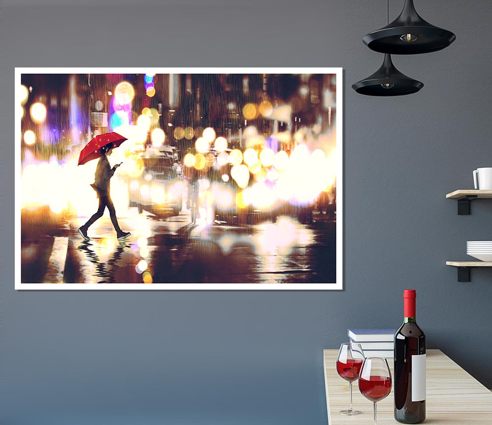 Walking Through The Light Streets Print Poster Wall Art