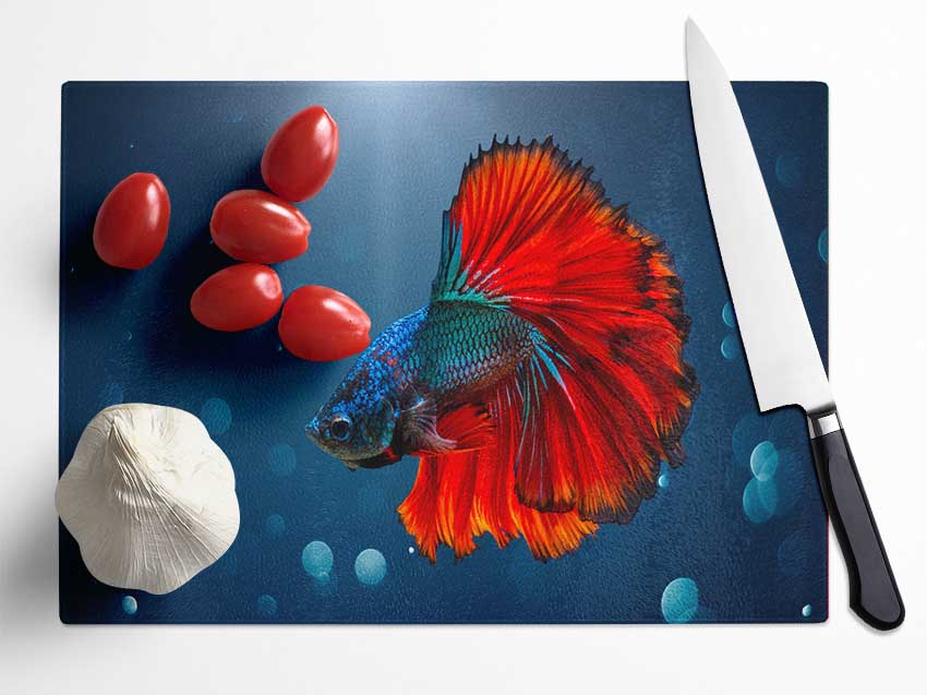 The Siamese Fighter Fish Glass Chopping Board