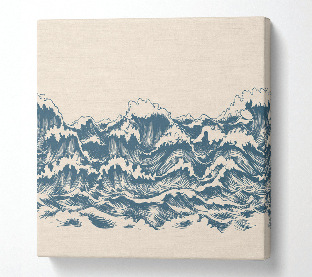 A Square Canvas Print Showing Rippled Ocean Crash Square Wall Art