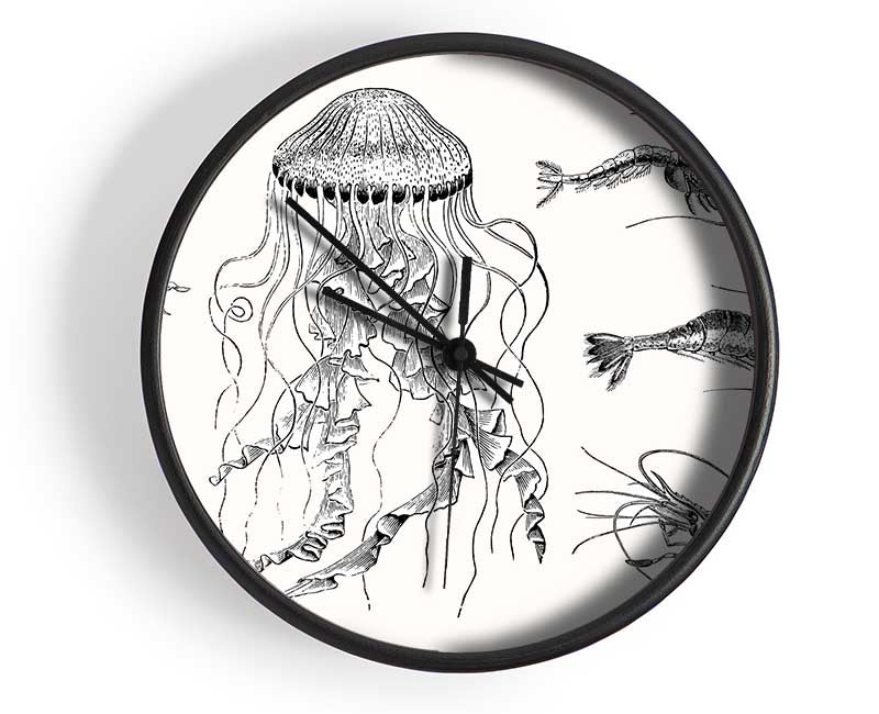 Jellyfish And Shrimp Clock - Wallart-Direct UK