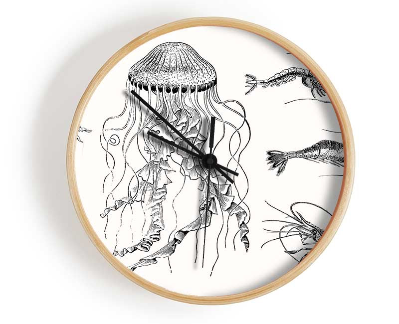 Jellyfish And Shrimp Clock - Wallart-Direct UK