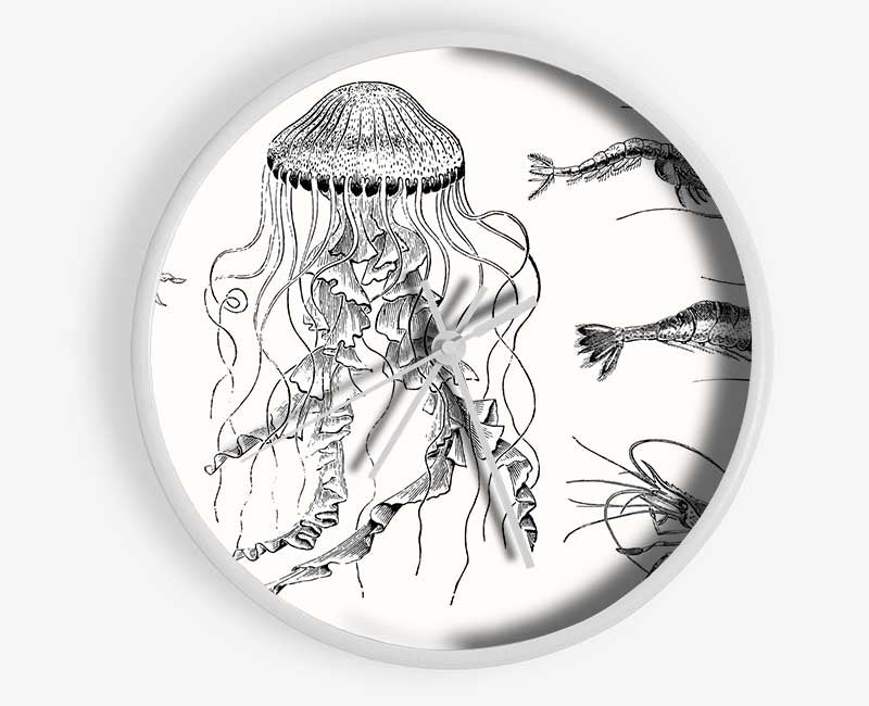 Jellyfish And Shrimp Clock - Wallart-Direct UK