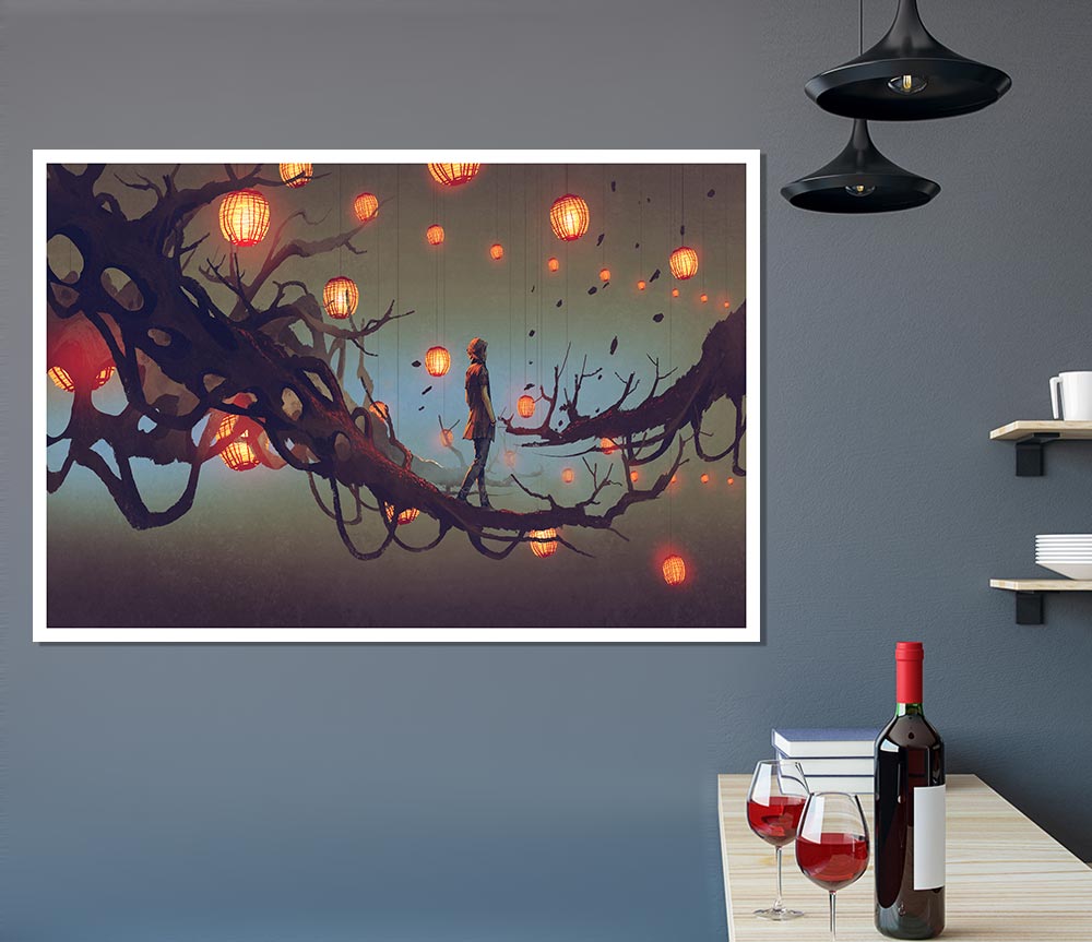 The Walk Across The Branches Print Poster Wall Art