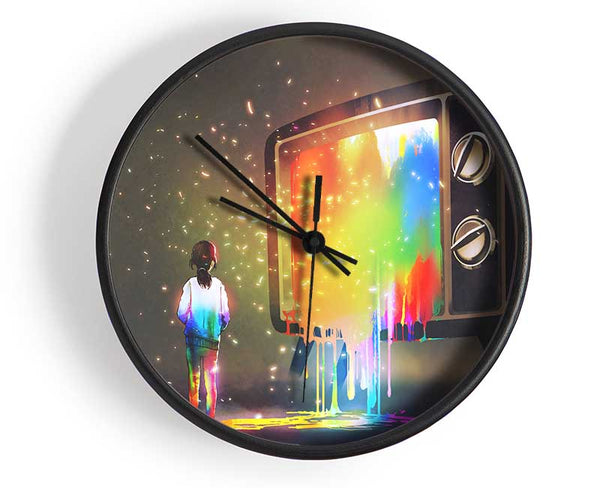 Colour Spilling Out The Tv Clock - Wallart-Direct UK