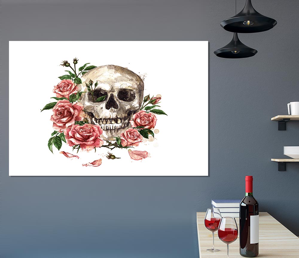 The Floral Skull Print Poster Wall Art