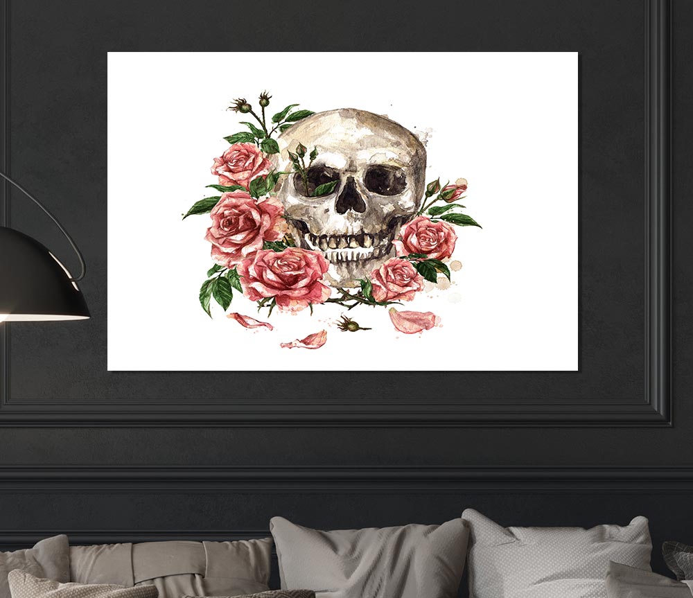 The Floral Skull Print Poster Wall Art