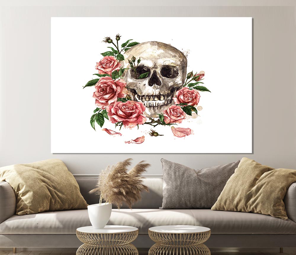 The Floral Skull Print Poster Wall Art