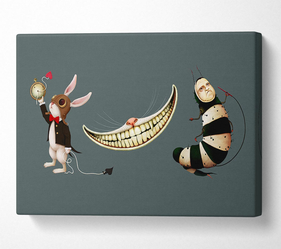 Picture of Alice In Wonderland Rabbit Cat And Caterpillar Canvas Print Wall Art