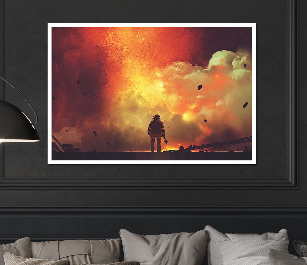 The Fireman Retreats Print Poster Wall Art