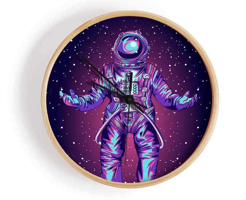 Spaceman Star Purple Clock - Wallart-Direct UK