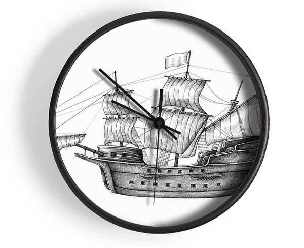 Pirate Ship Ahoy Clock - Wallart-Direct UK