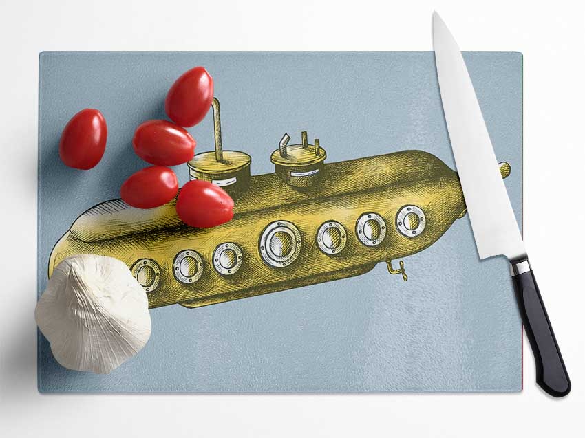 The Yellow Submarine Glass Chopping Board