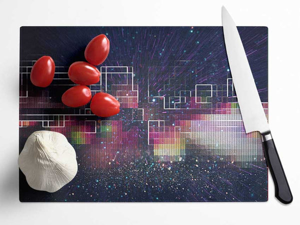 Squares Of The Universe Glass Chopping Board