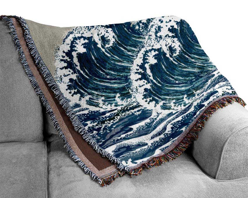 Waves On Yellow Woven Blanket